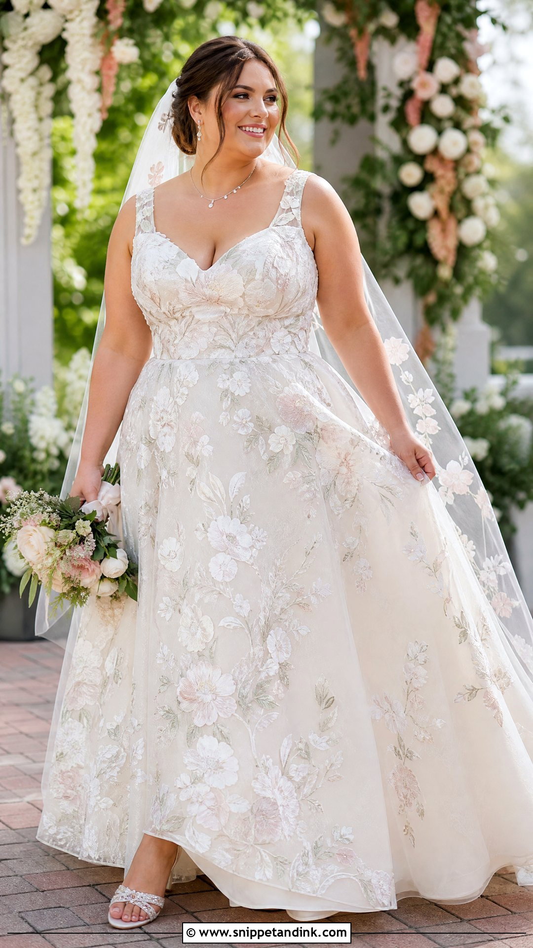 Floral Plus Size Wedding Dress With Supportive Bodice - Snippet and Ink - 25 Floral Wedding Dress Ideas