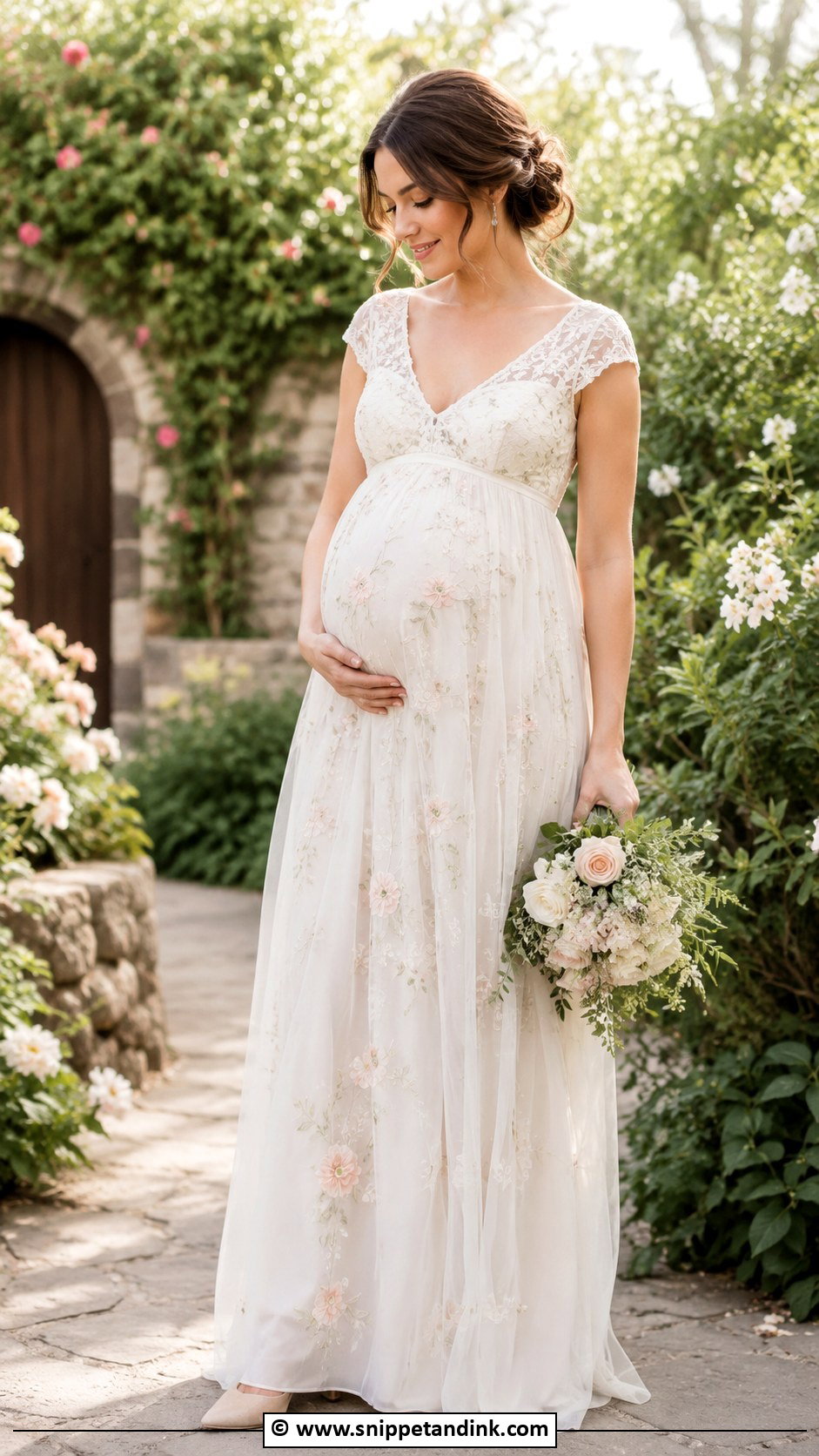 Floral Pregnant Wedding Dress - Snippet and Ink - 30 Pregnant Wedding Dress Ideas