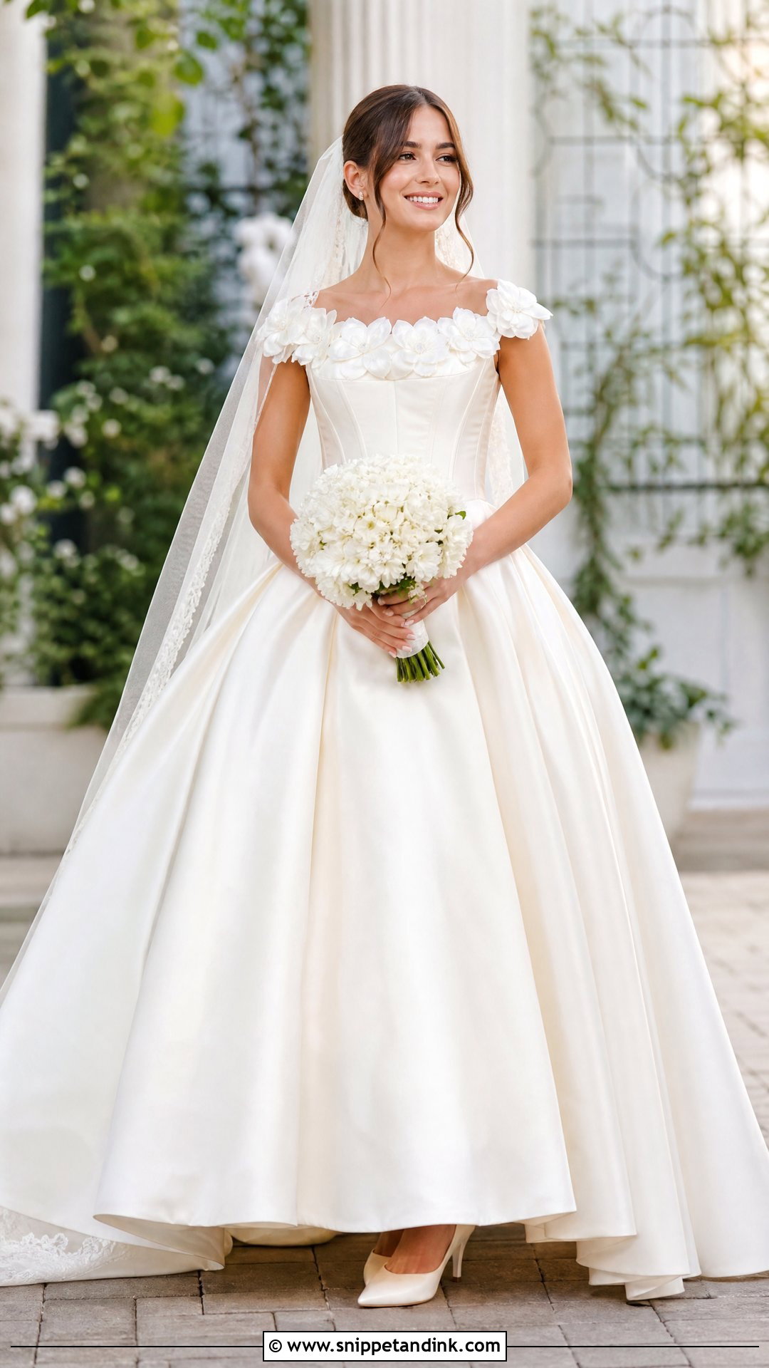 Floral Princess Satin Wedding Dress - Snippet and Ink - 20 Princess Satin Wedding Dresses