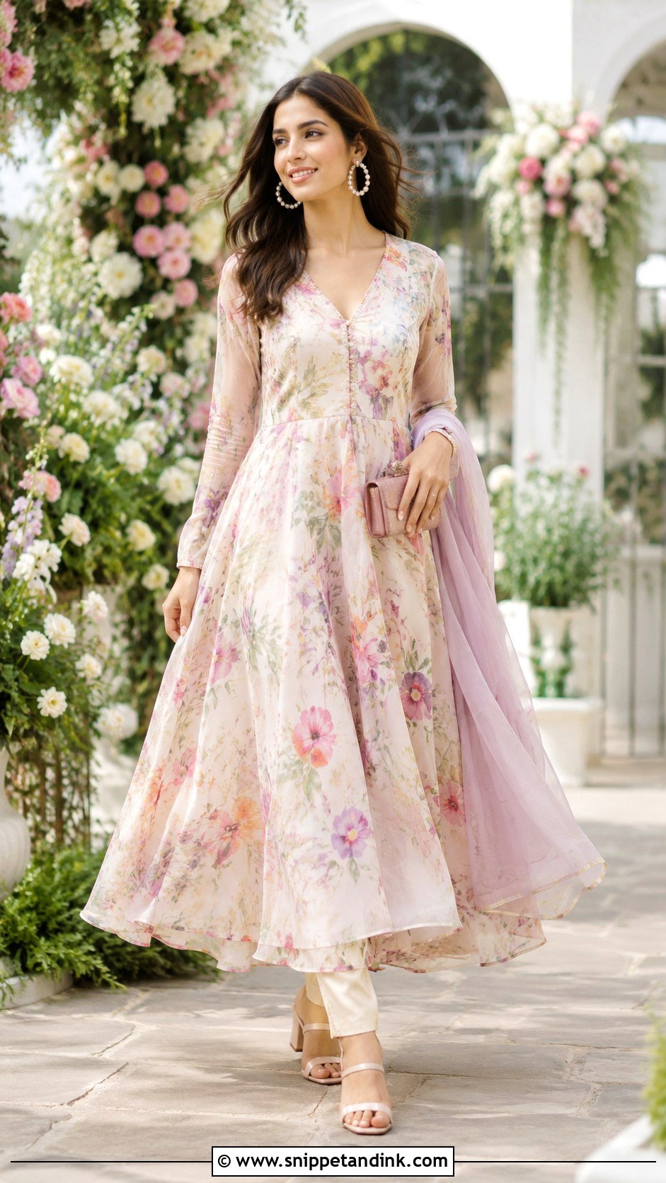 Floral Print Anarkali Suit For Day Wedding - Snippet and Ink - 20 Anarkali Suit for Wedding Ideas