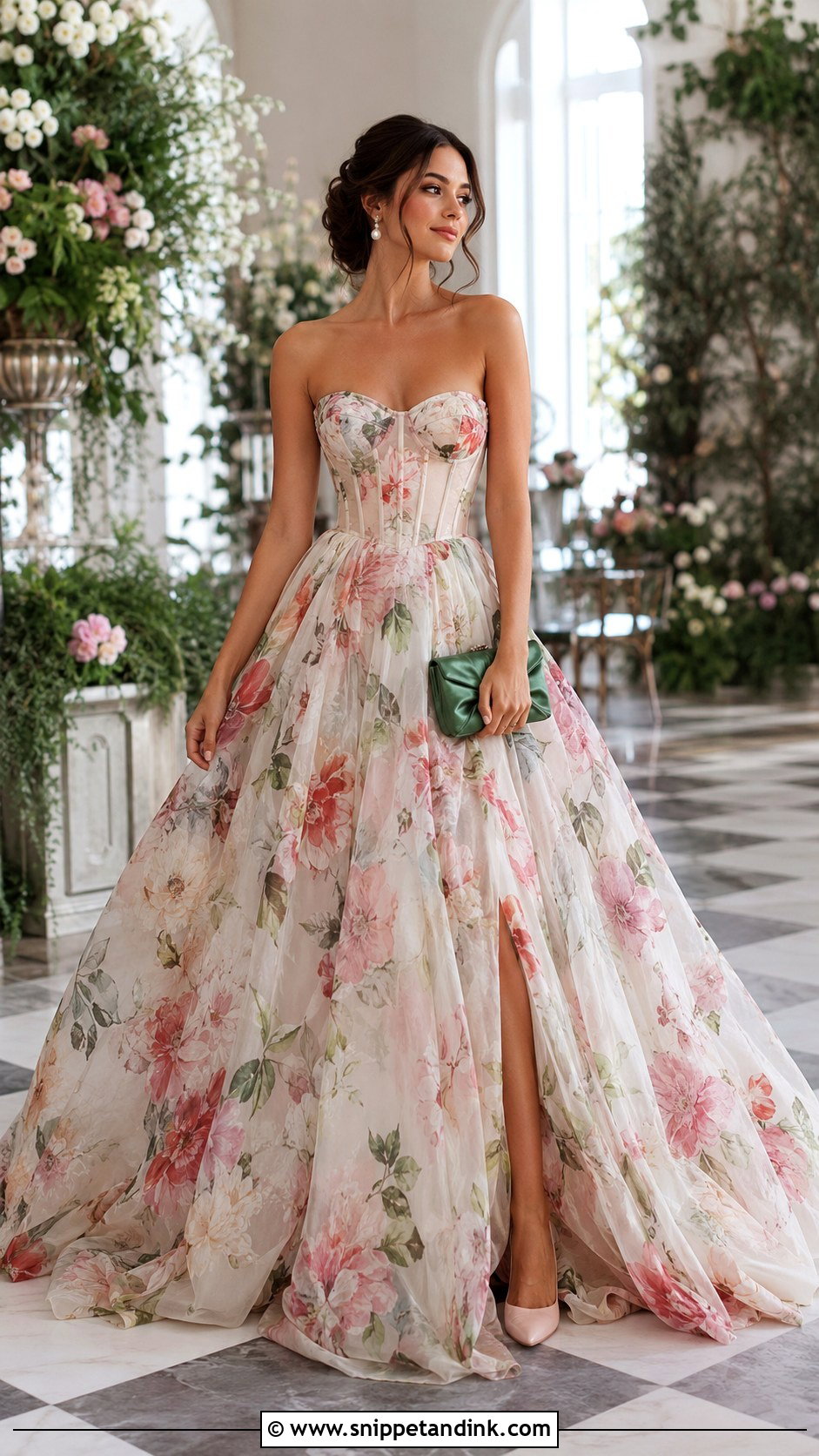 Floral Print Grand Ball Gown - Snippet and Ink - 20 Grand Ball Gown Ideas