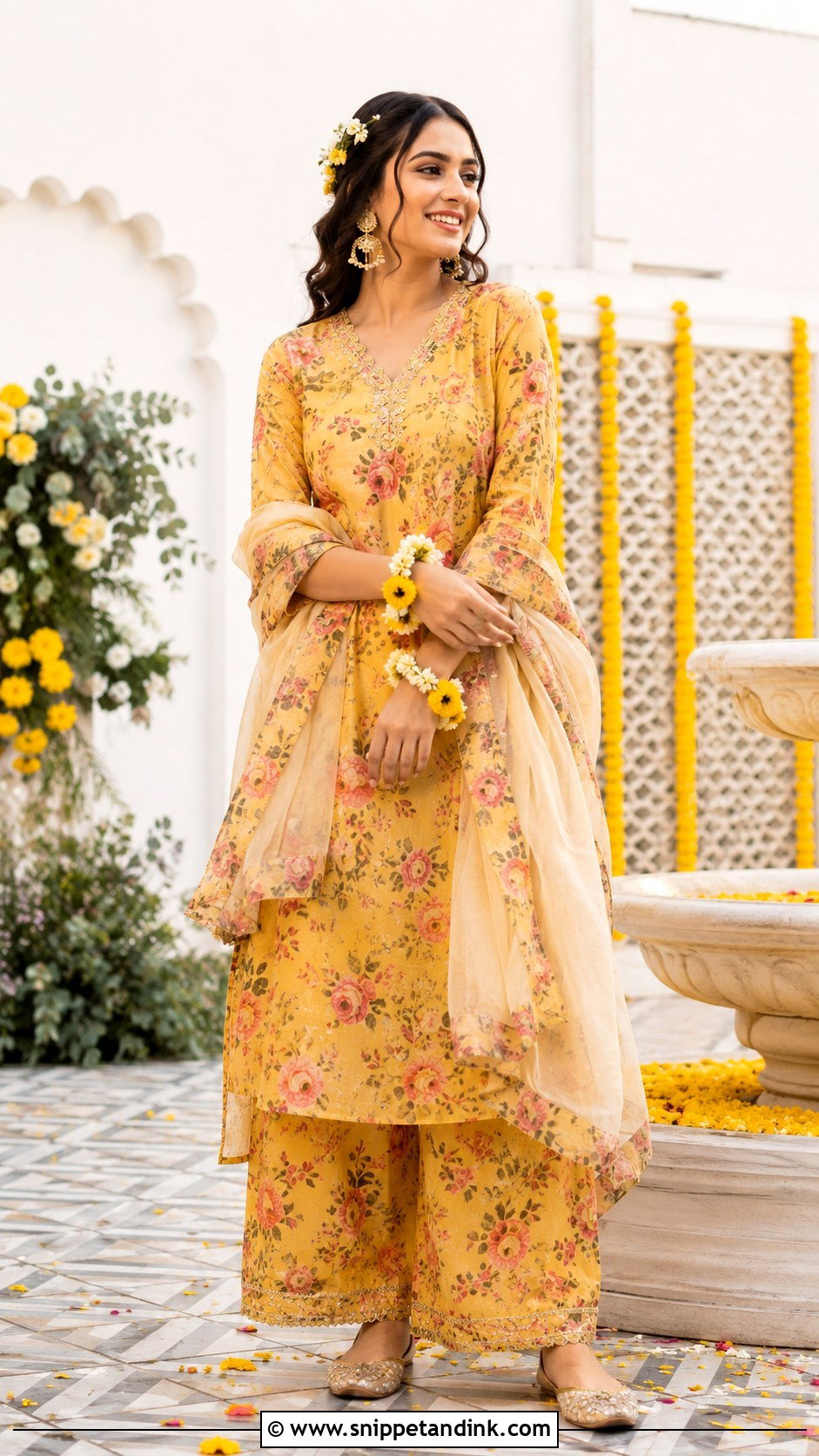 Floral Print Haldi Suit - Snippet and Ink - 25 Haldi Suit Ideas