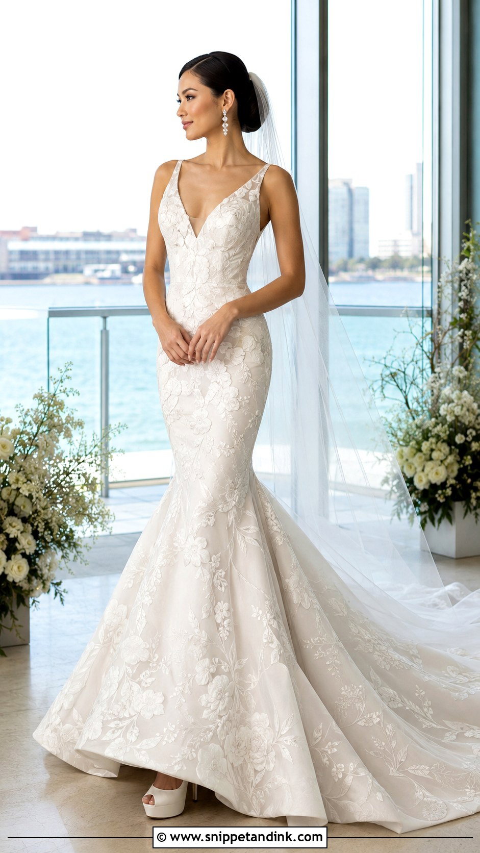 Floral Print Mermaid Wedding Dress - Snippet and Ink - 20 Floral Print Wedding Dress Ideas