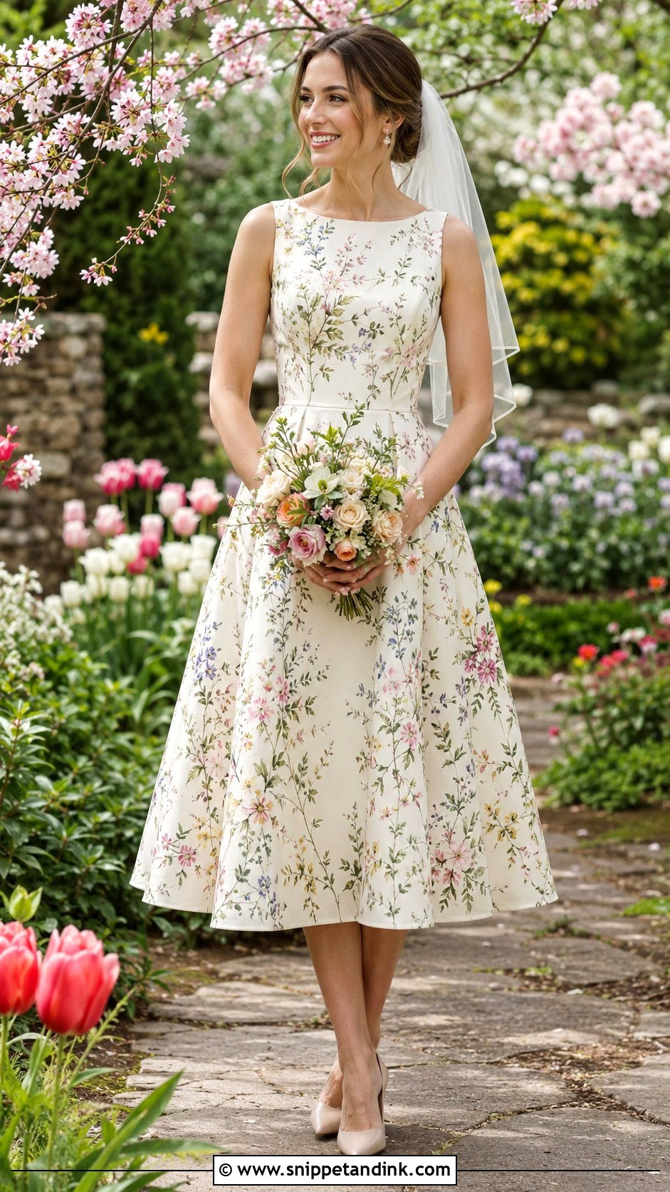 Floral Print Morning Wedding Dress - Snippet and Ink - 20 Morning Wedding Dress Ideas