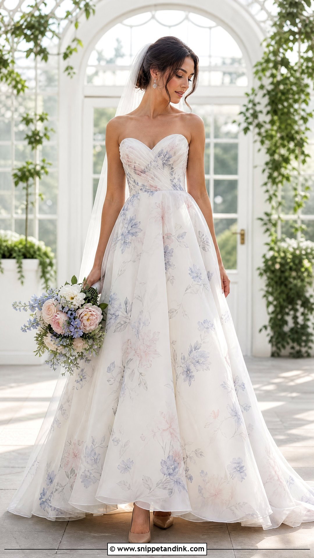 Floral Print Organza Wedding Dress - Snippet and Ink - 20 Organza Bridal Ideas