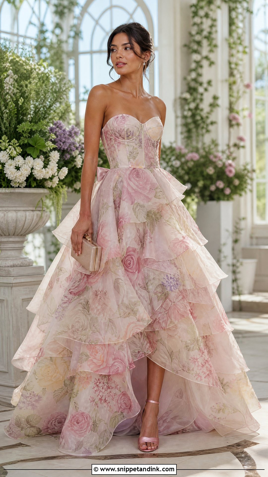 Floral Print Ruffle Ball Gown - Snippet and Ink - 20 Ruffle Ball Gown Ideas