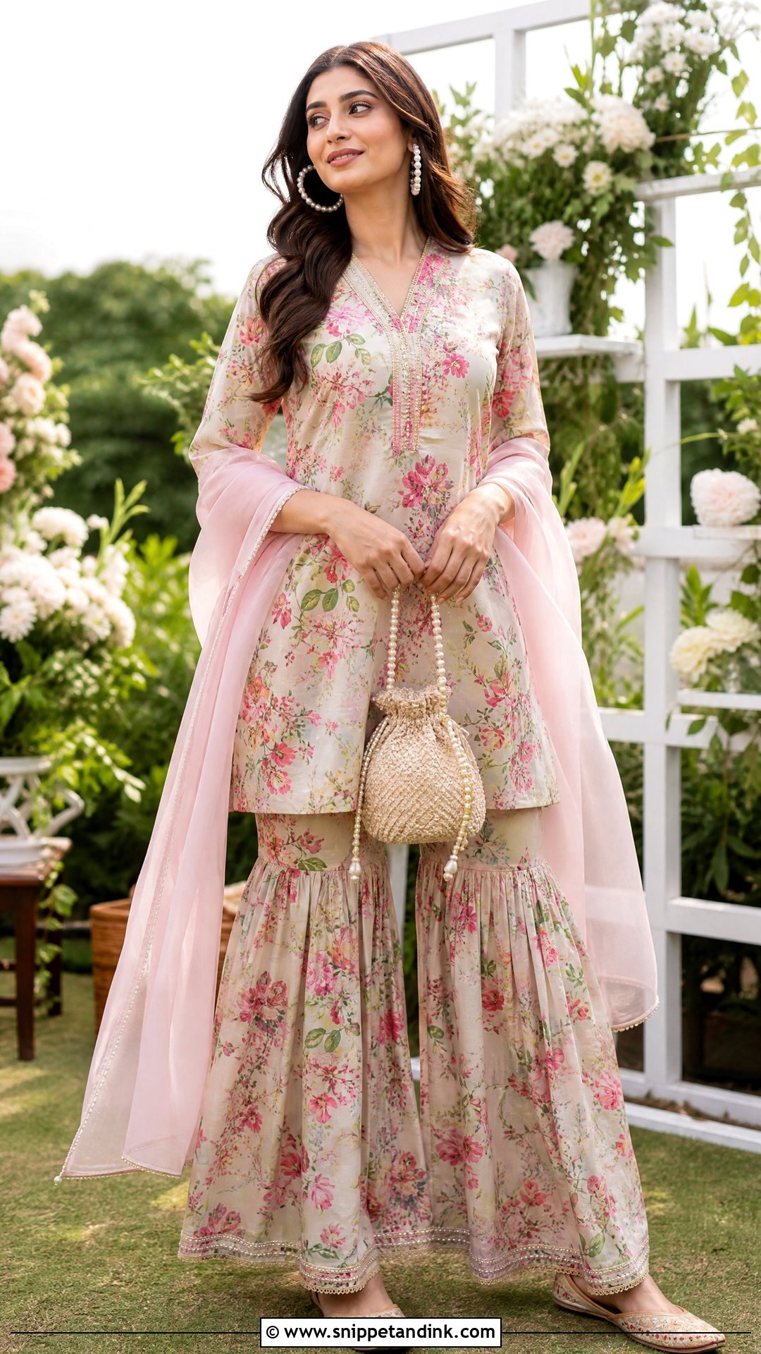 Floral Print Sharara Party Outfit - Snippet and Ink - 20 Sharara Party Wear Ideas