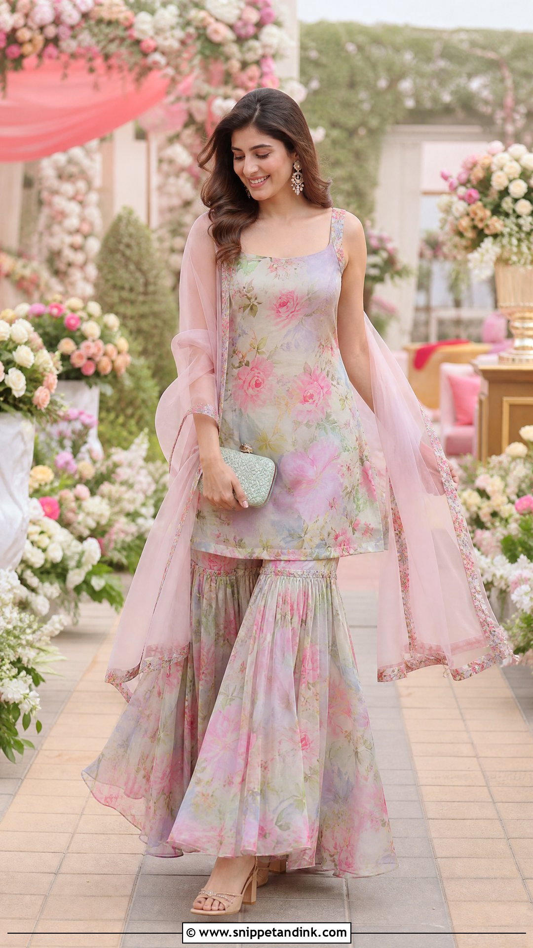 Floral Print Sharara Set - Snippet and Ink - 20 Sharara Designs Party Wear Indian Weddings