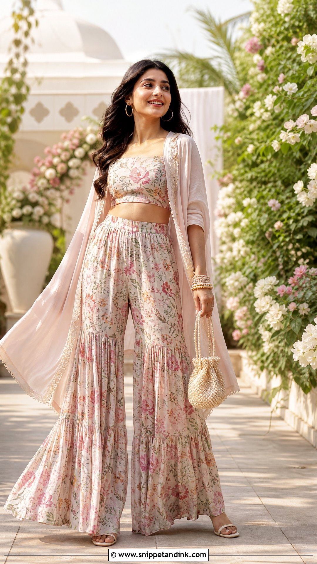 Floral Print Sharara With Crop Top - Snippet and Ink - 20 Stylish Sharara Designs for Wedding
