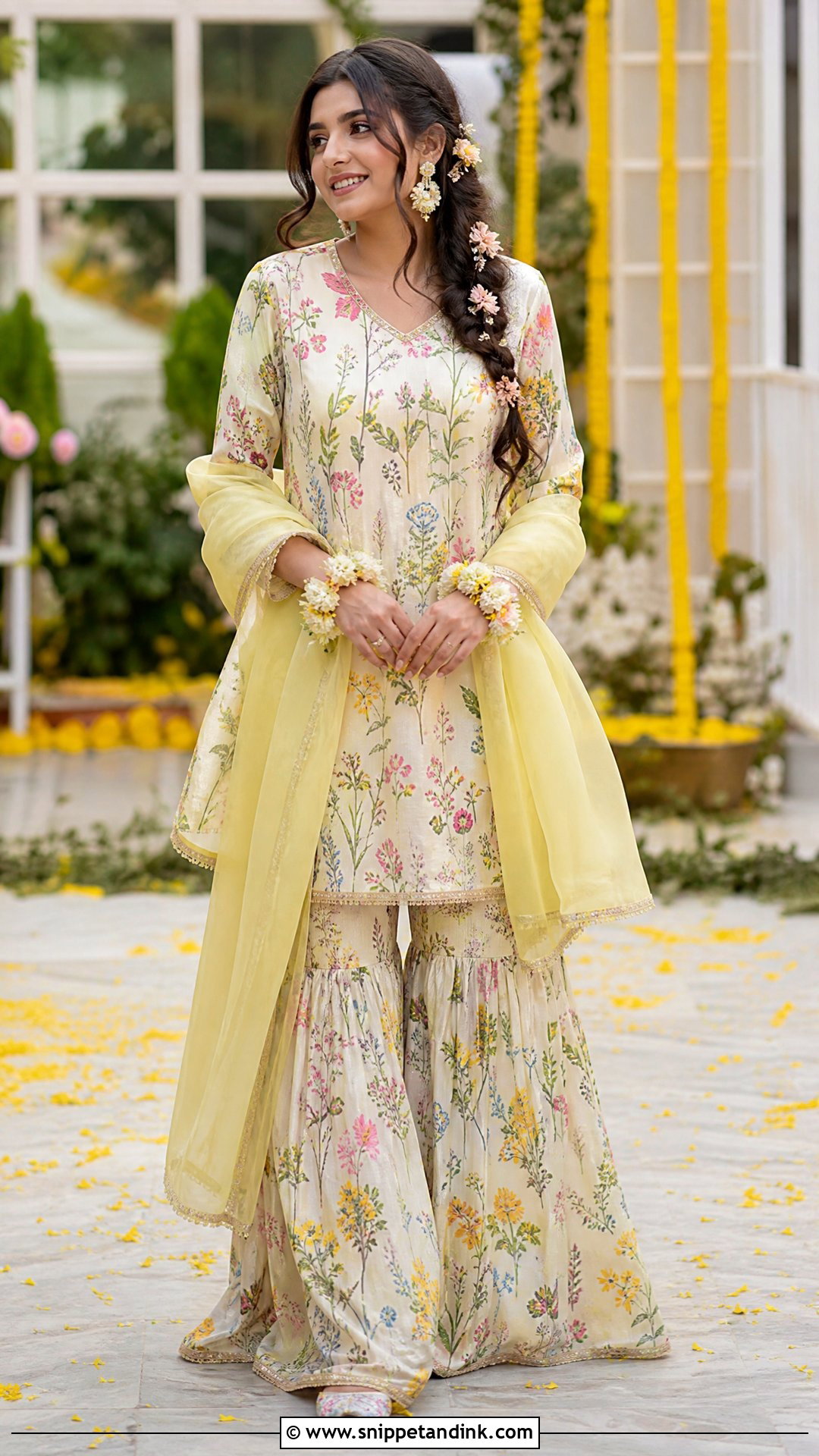 Floral Print Sharara for Haldi - Snippet and Ink - 20 Sharara for Haldi Ideas