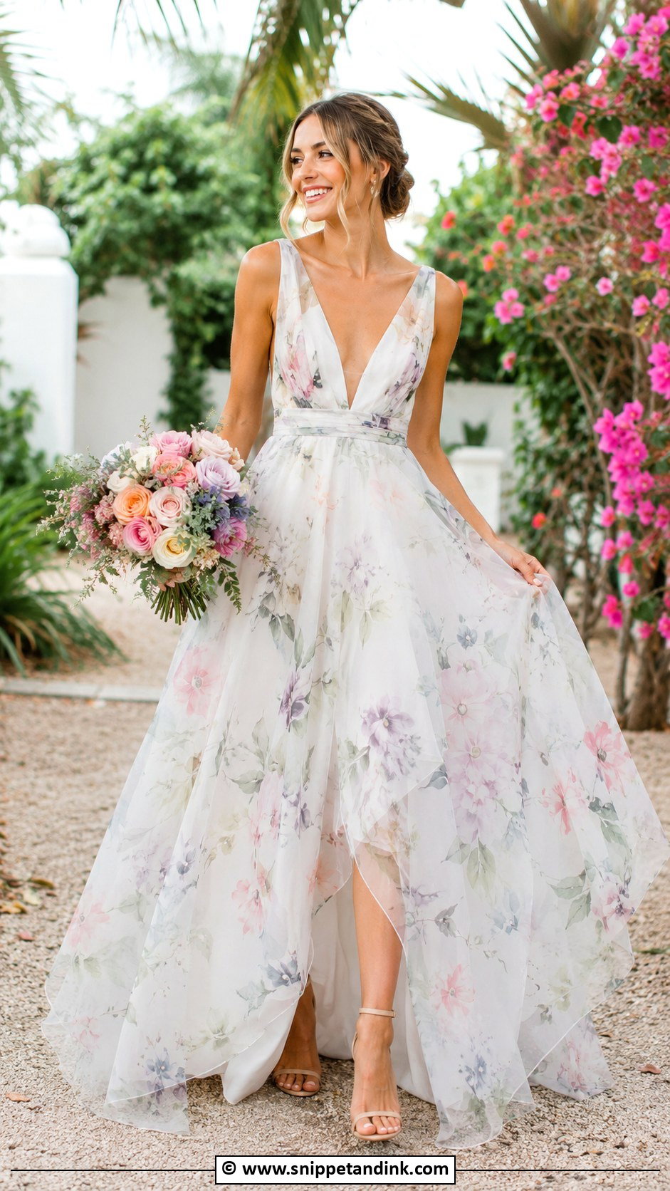 Floral Print Wedding Dress - Snippet and Ink - 30 Flower Wedding Dress Ideas