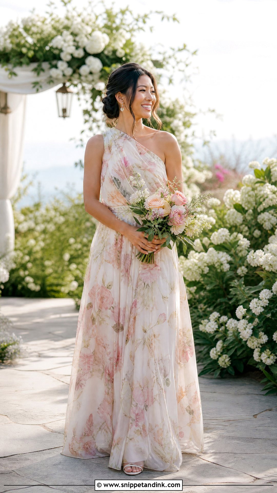 Floral Print Wedding Dress With Strappy Sandals - Snippet and Ink - 25 Not White Wedding Dress Ideas