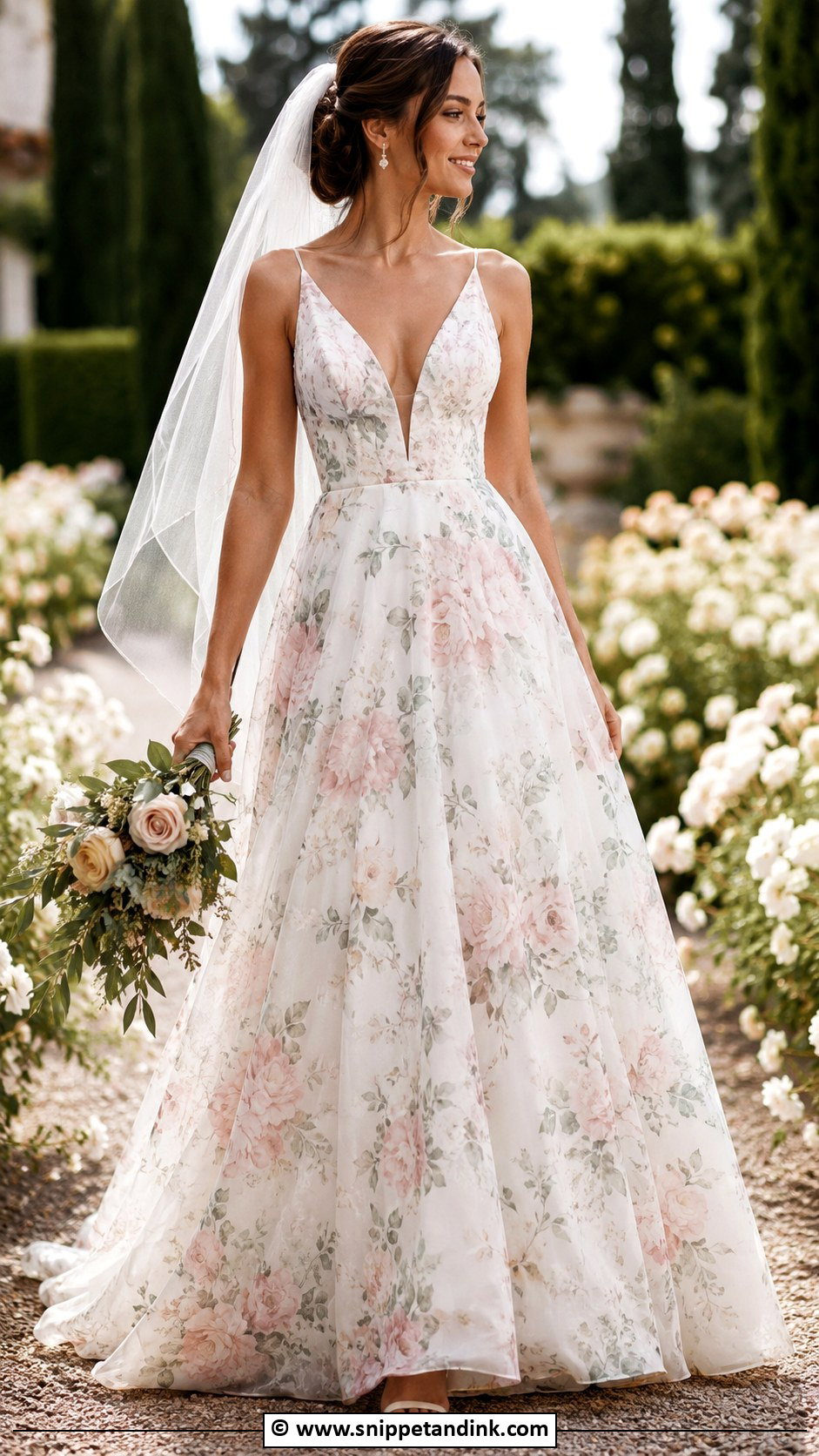 Floral Print Wedding Dress - Snippet and Ink - 25 Non Traditional Wedding Dress Colors