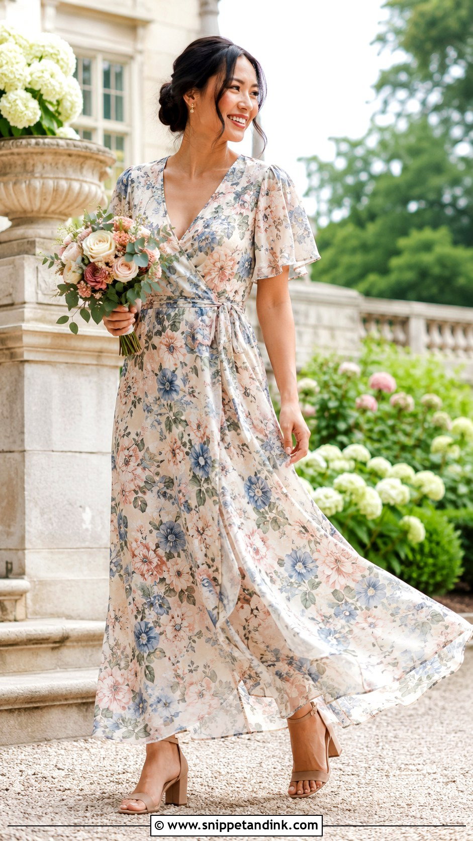 Floral Print Wedding Entourage Gown - Snippet and Ink - 20 Wedding Entourage Gowns