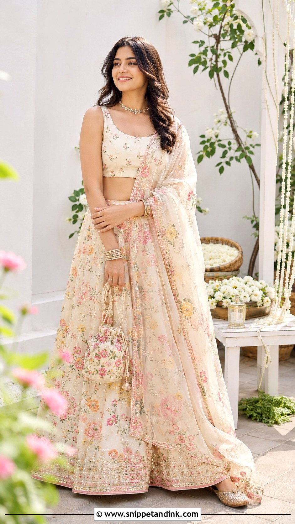 Floral Printed Lehenga Festive Outfit - Snippet and Ink - 25 Indian Festive Outfits