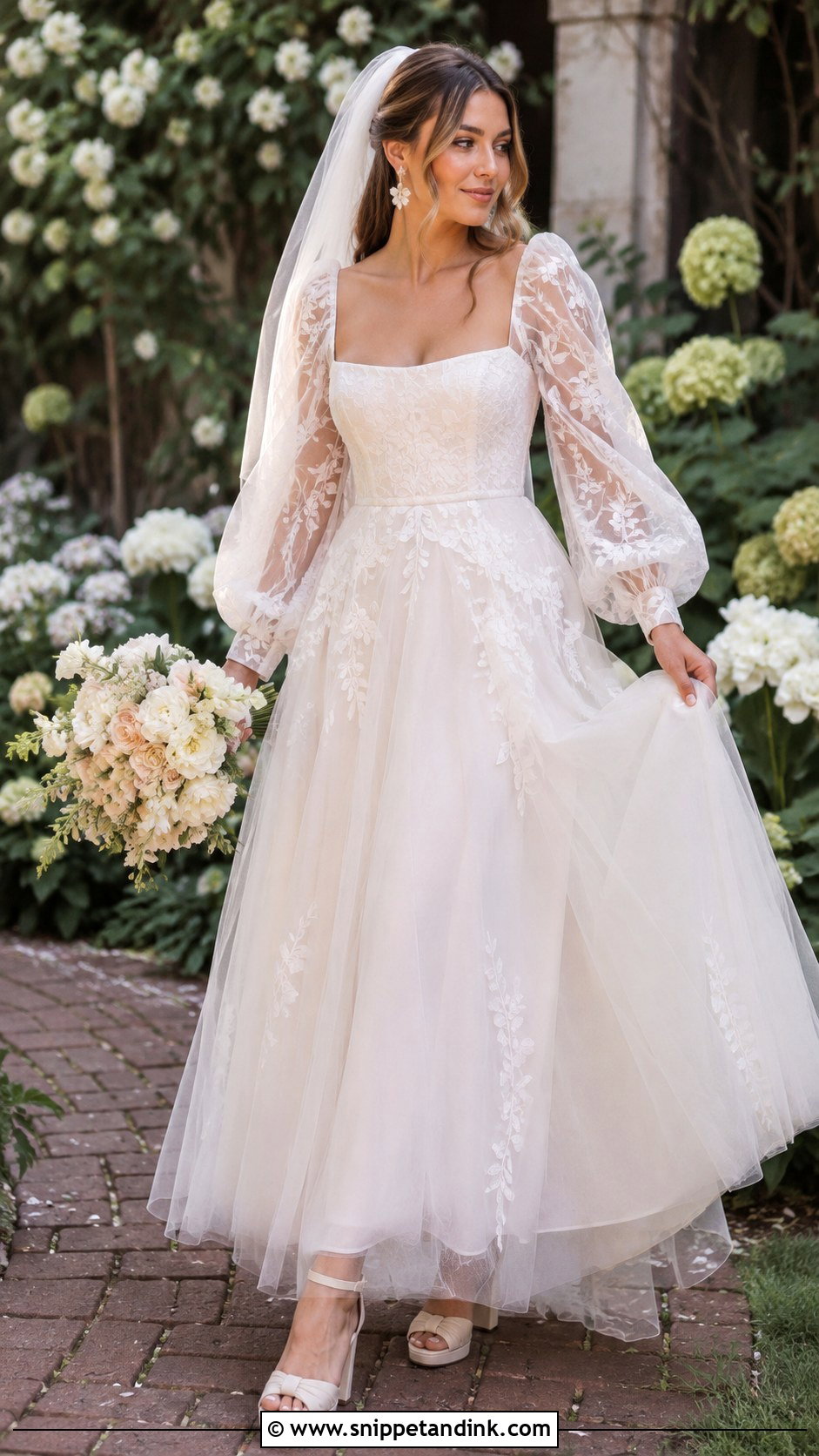 Floral Puffy Sleeve Wedding Dress - Snippet and Ink - 25 Wedding Dress Puffy Sleeves