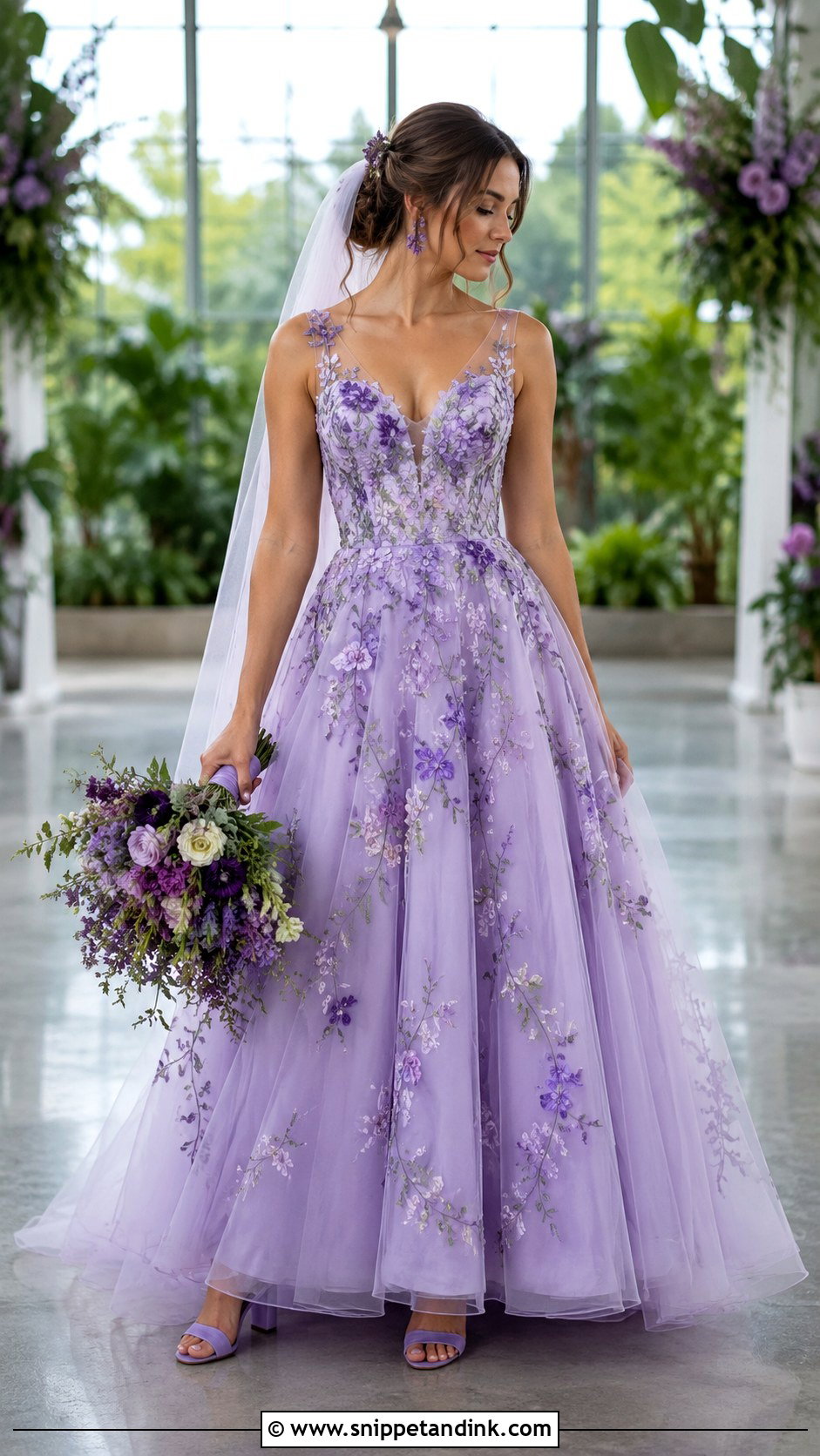 Floral Purple Wedding Dress With Lavender Heels - Snippet and Ink - 20 Purple Wedding Dress the Bride Ideas