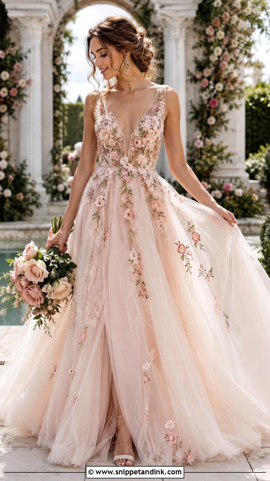 Floral Rose Wedding Dress With Tulle Skirt - Snippet and Ink - 25 Rose Wedding Dress Ideas