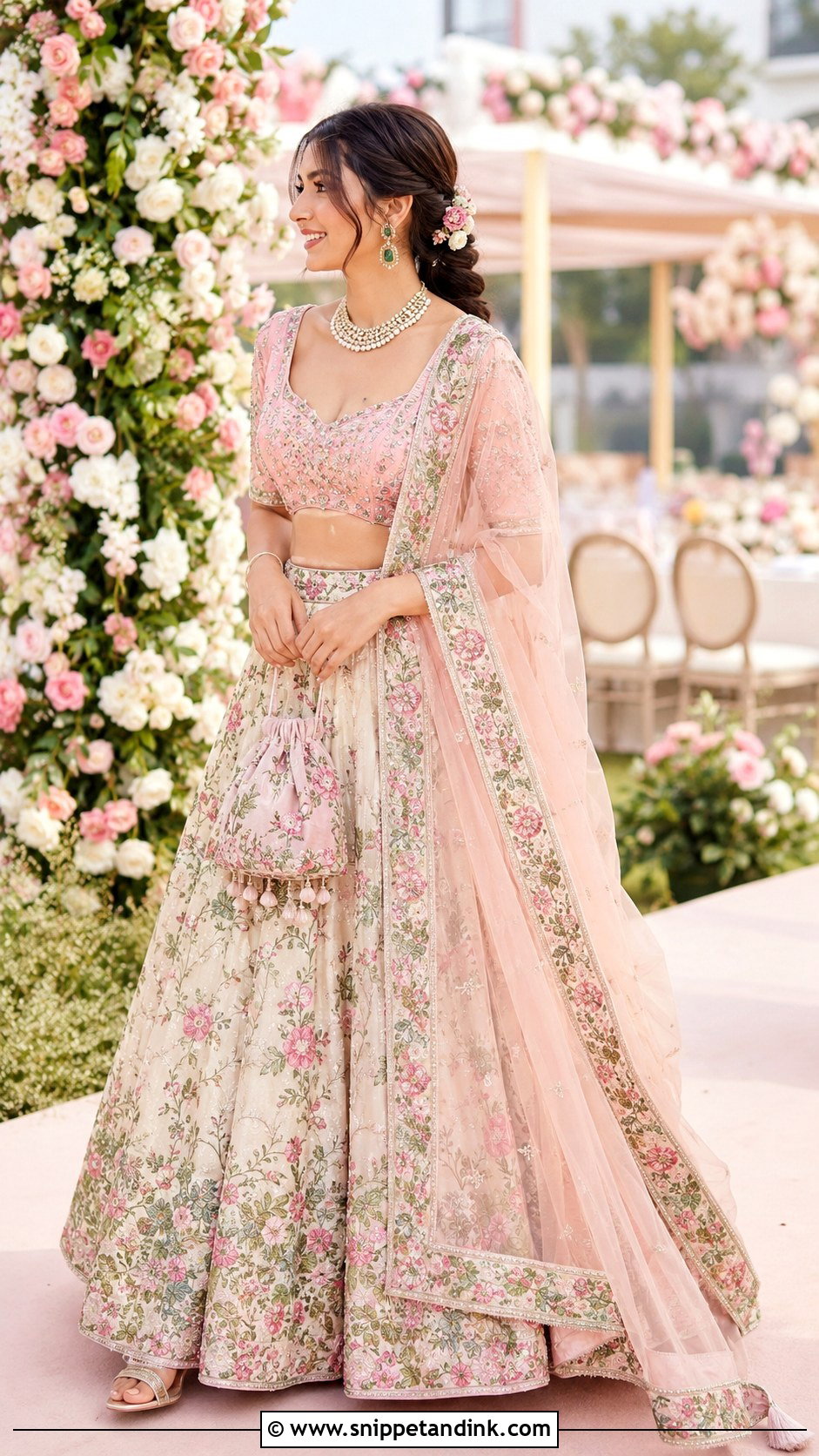 Floral Sajna Bridal Lehenga - Snippet and Ink - 20 Sajna Bridal Wear Designer Ideas