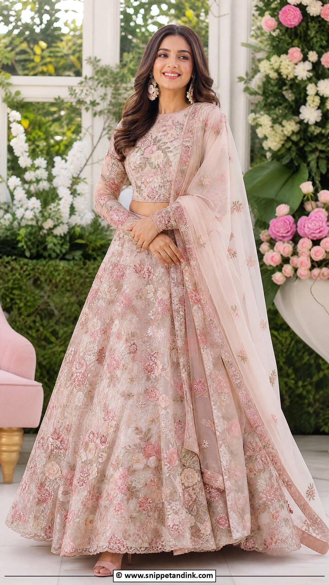 Floral Sangeet Lehenga - Snippet and Ink - 35 Bridal Sangeet Outfit Ideas