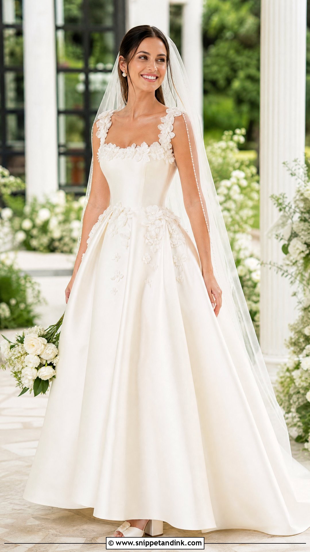 Floral Satin Ballgown Wedding Dress - Snippet and Ink - 25 Satin Ballgown Wedding Dress Ideas