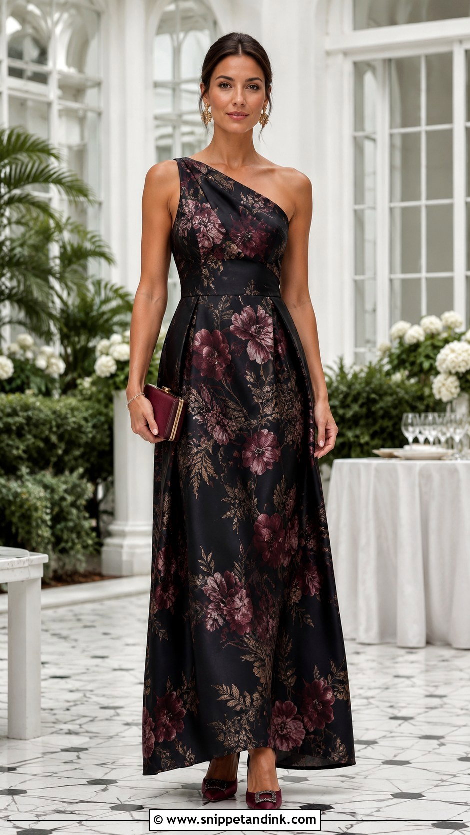 Floral Satin Black Tie Wedding Dress - Snippet and Ink - 20 Black Tie Wedding Dresses