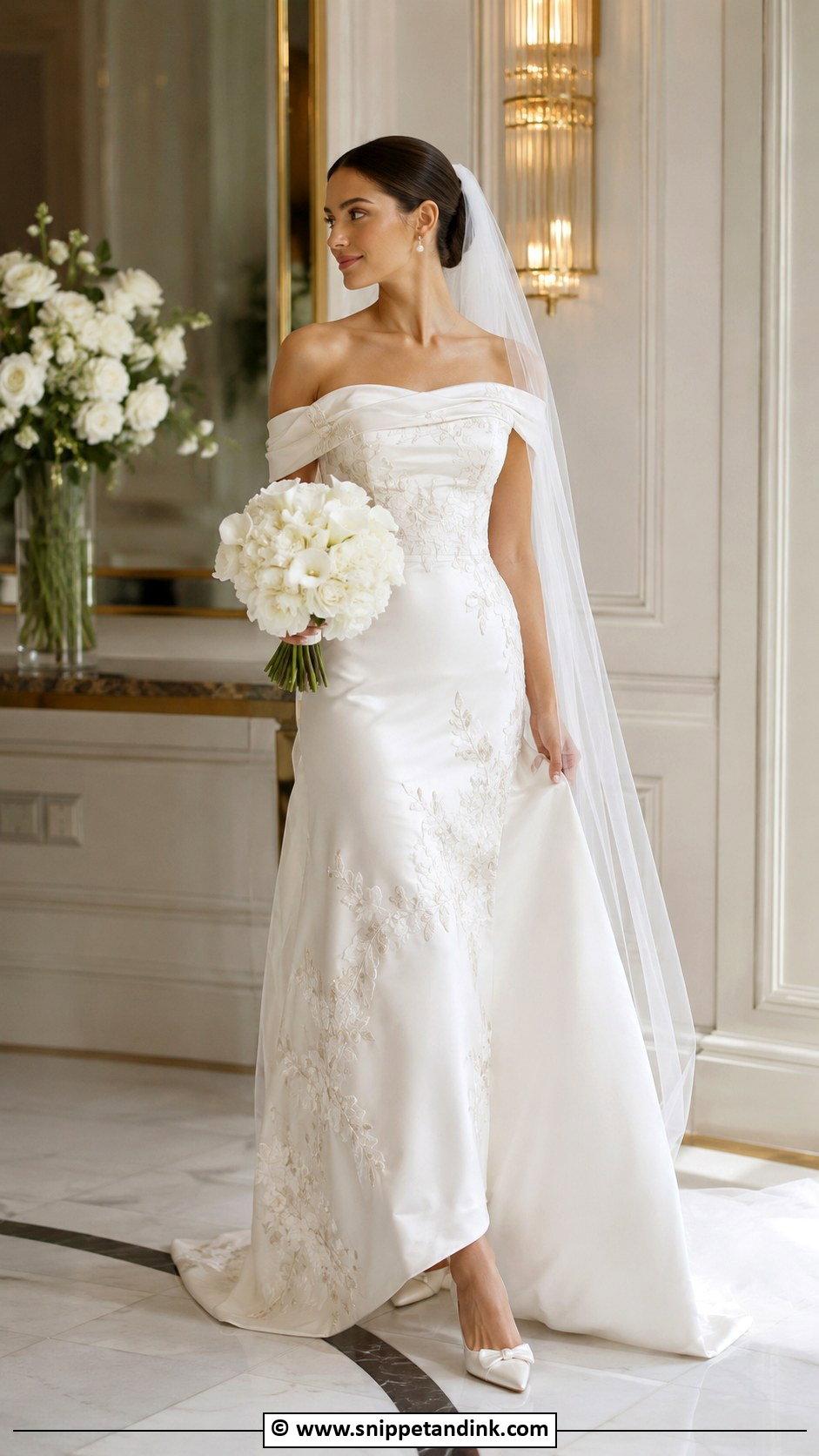 Floral Satin Wedding Dress - Snippet and Ink - 30 Flower Wedding Dress Ideas