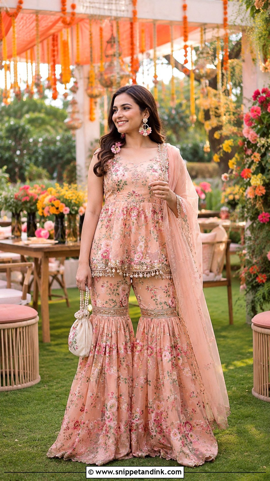Floral Sharara Set For Mehendi - Snippet and Ink - 25 Sharara Set Indian Weddings Ideas