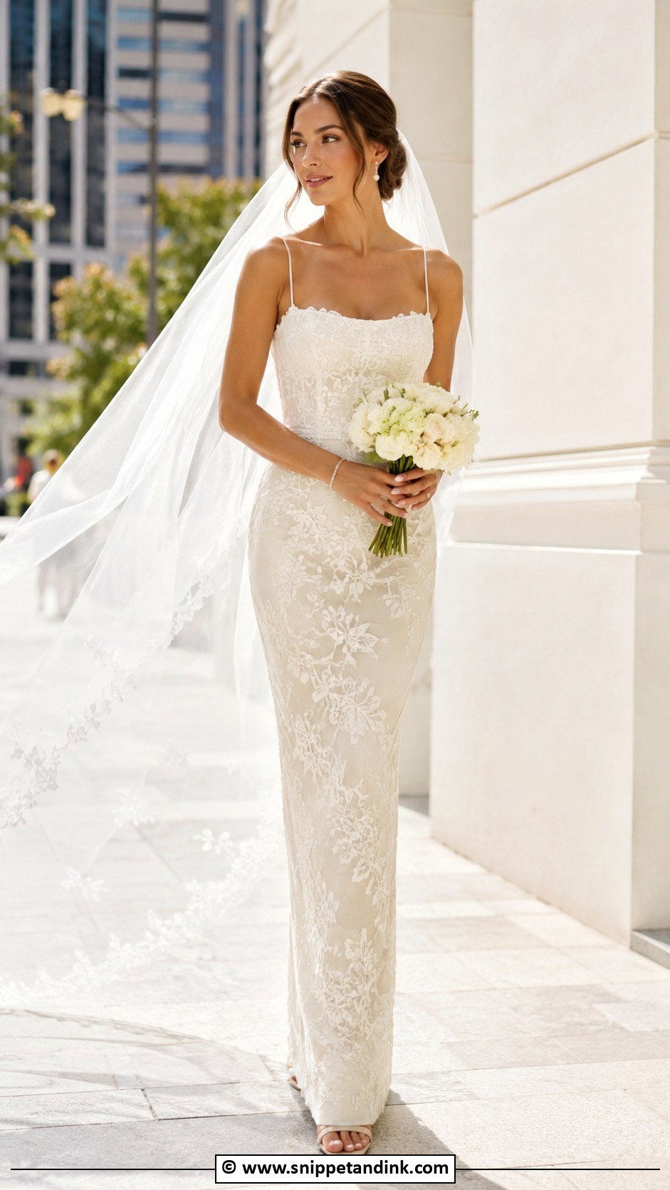 Floral Sheath Wedding Dress - Snippet and Ink - 25 Wedding Dress Flowers