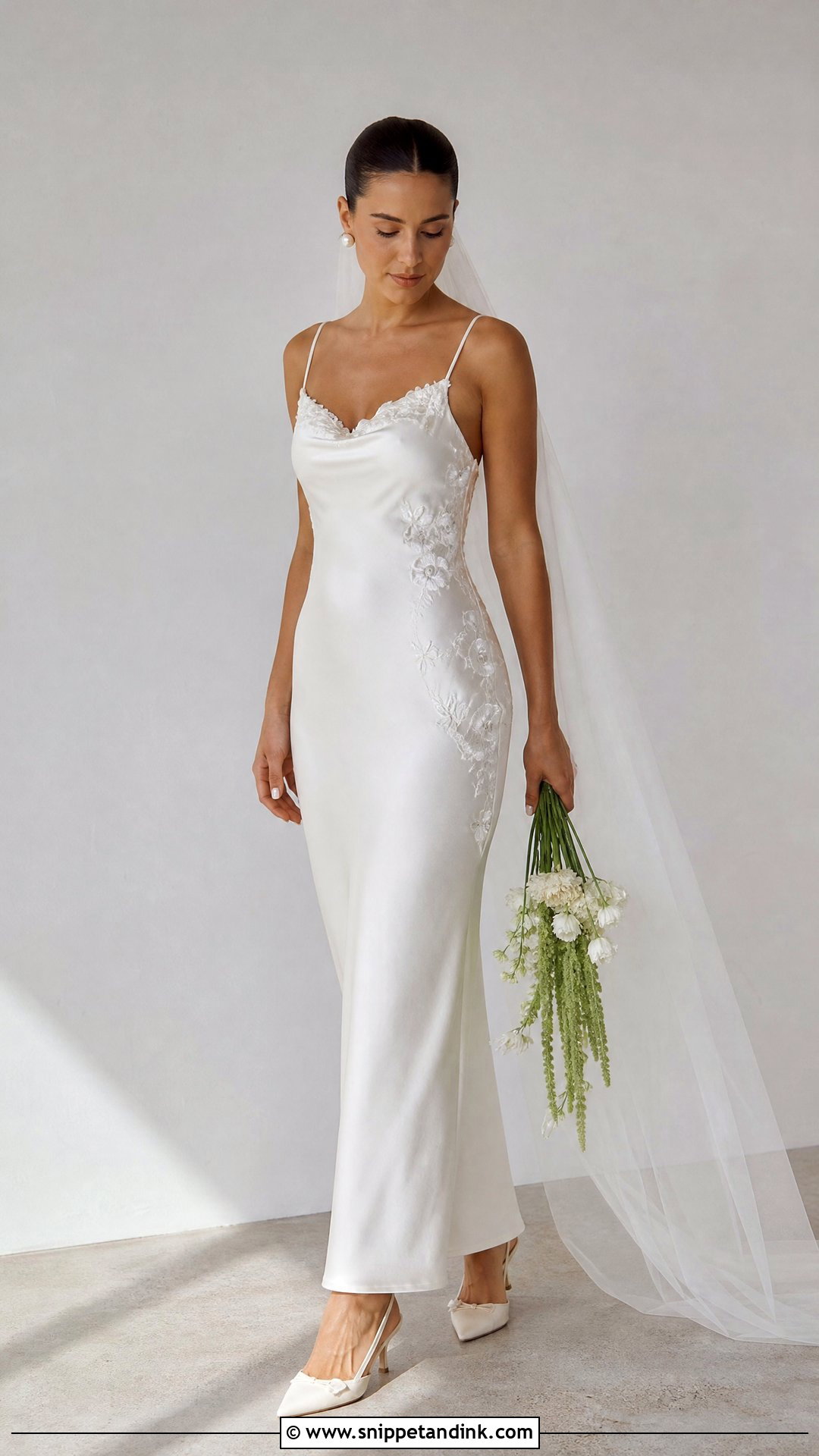 Floral Silk Slip Bridal Dress - Snippet and Ink - 25 Floral Bridal Dress Ideas