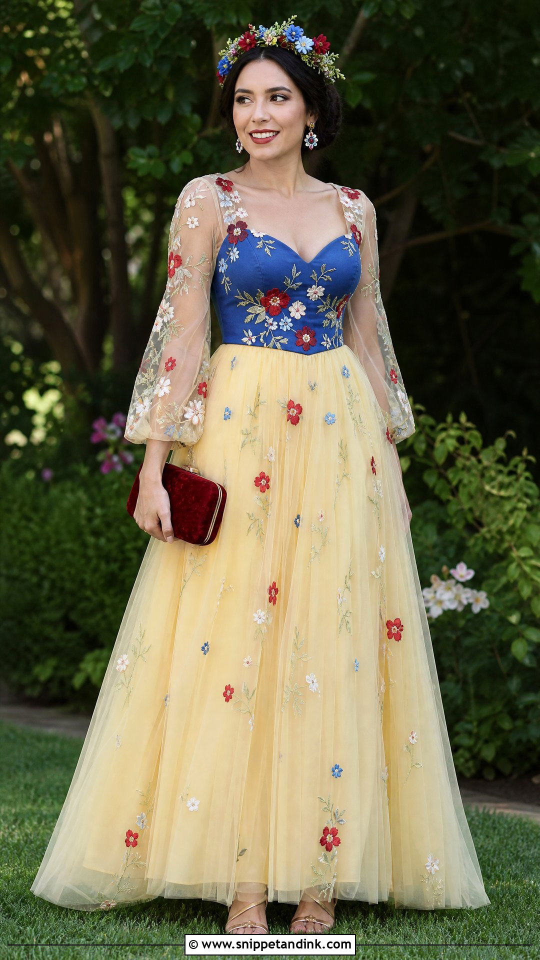 Floral Snow White Gown - Snippet and Ink - 20 Snow White Gown Ideas