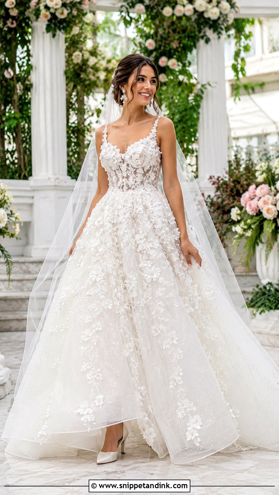 Floral Sparkle Princess Wedding Dress - Snippet and Ink - 30 Princess Wedding Dresses Sparkle