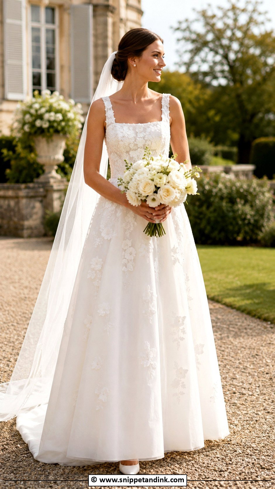 Floral Square Neck Wedding Dress - Snippet and Ink - 25 Wedding Dress with Flowers