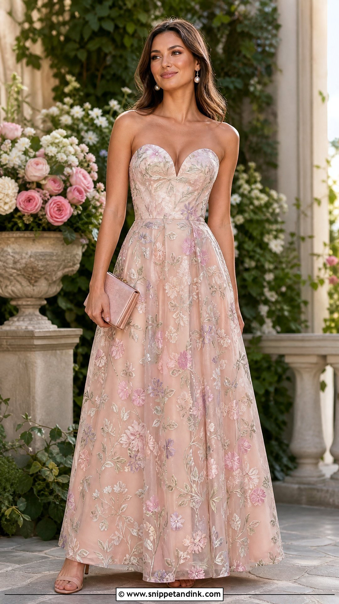 Floral Sweetheart Neckline Gown - Snippet and Ink - 20 Sweetheart Neckline Gown Ideas