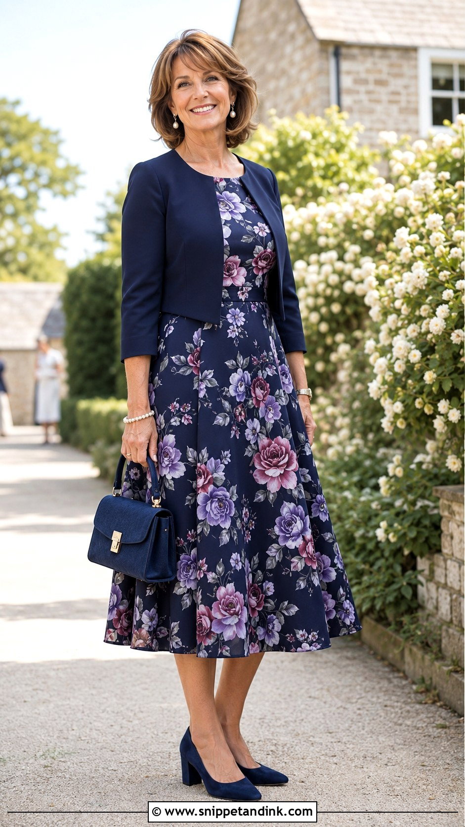 Floral Tea Length Mother of the Groom Dress - Snippet and Ink - 20 Moms Dresses for Weddings