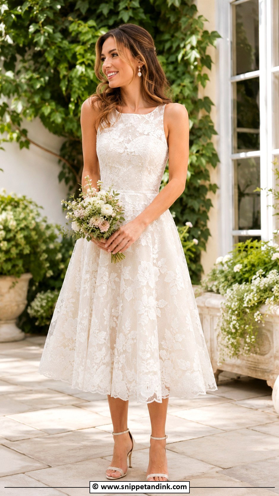 Floral Tea Length Wedding Dress - Snippet and Ink - 25 Wedding Dress Flowers