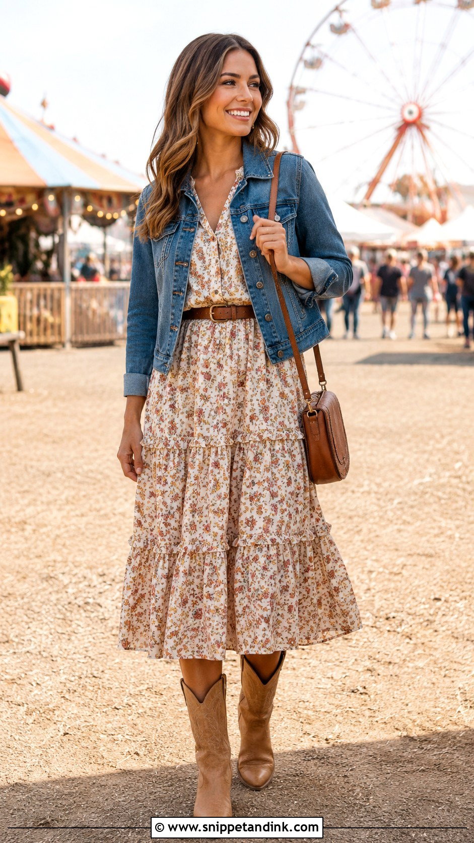 Floral Tiered Dress With Cowboy Boots - Snippet and Ink - 20 Dresses Flowers