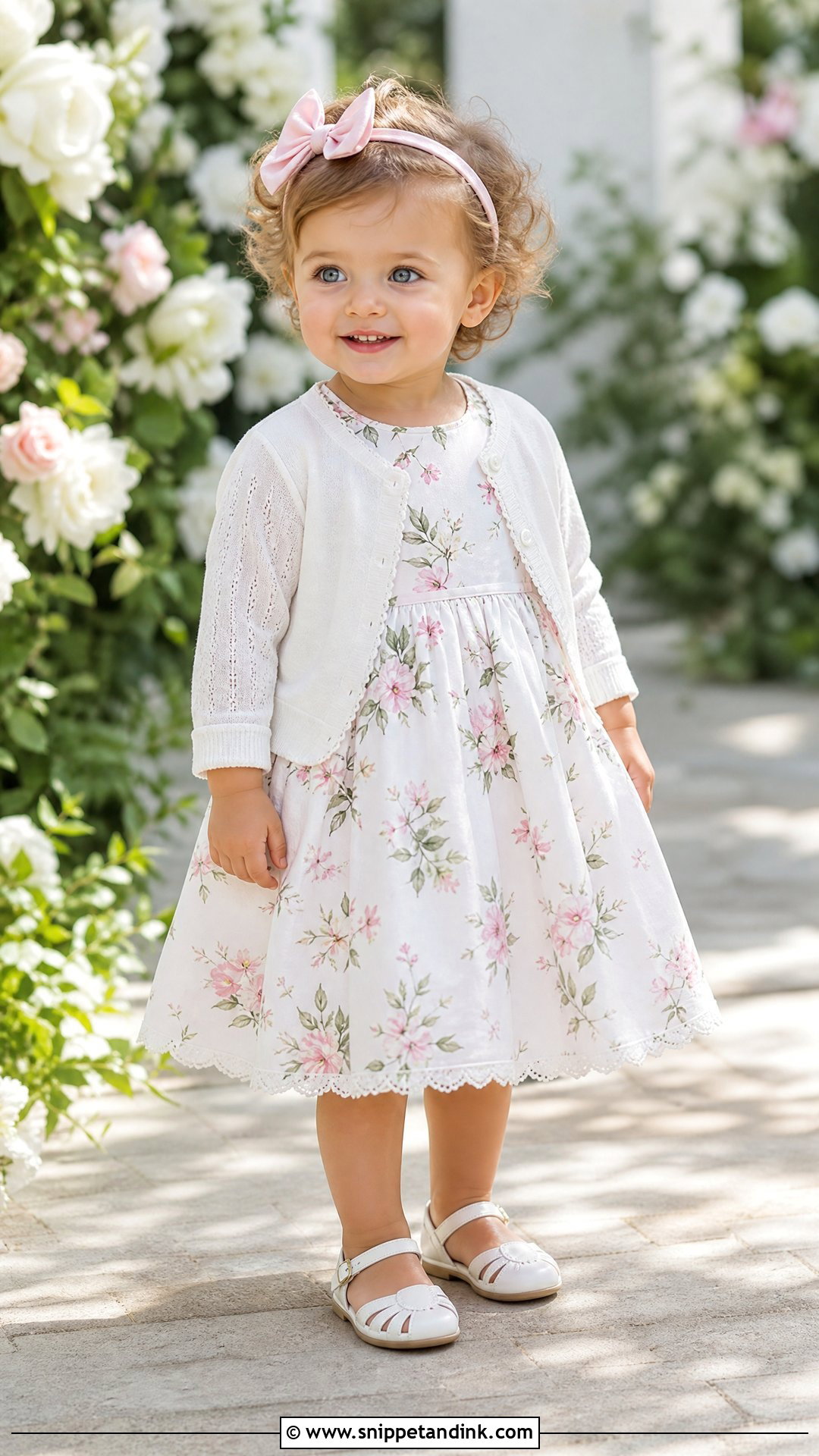Floral Toddler Wedding Dress With White Sandals - Snippet and Ink - 20 Toddler Wedding Dress Ideas