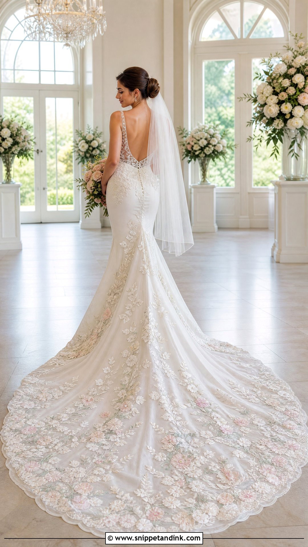 Floral Train Wedding Dress - Snippet and Ink - 20 Wedding Dresses with Flowers Detail
