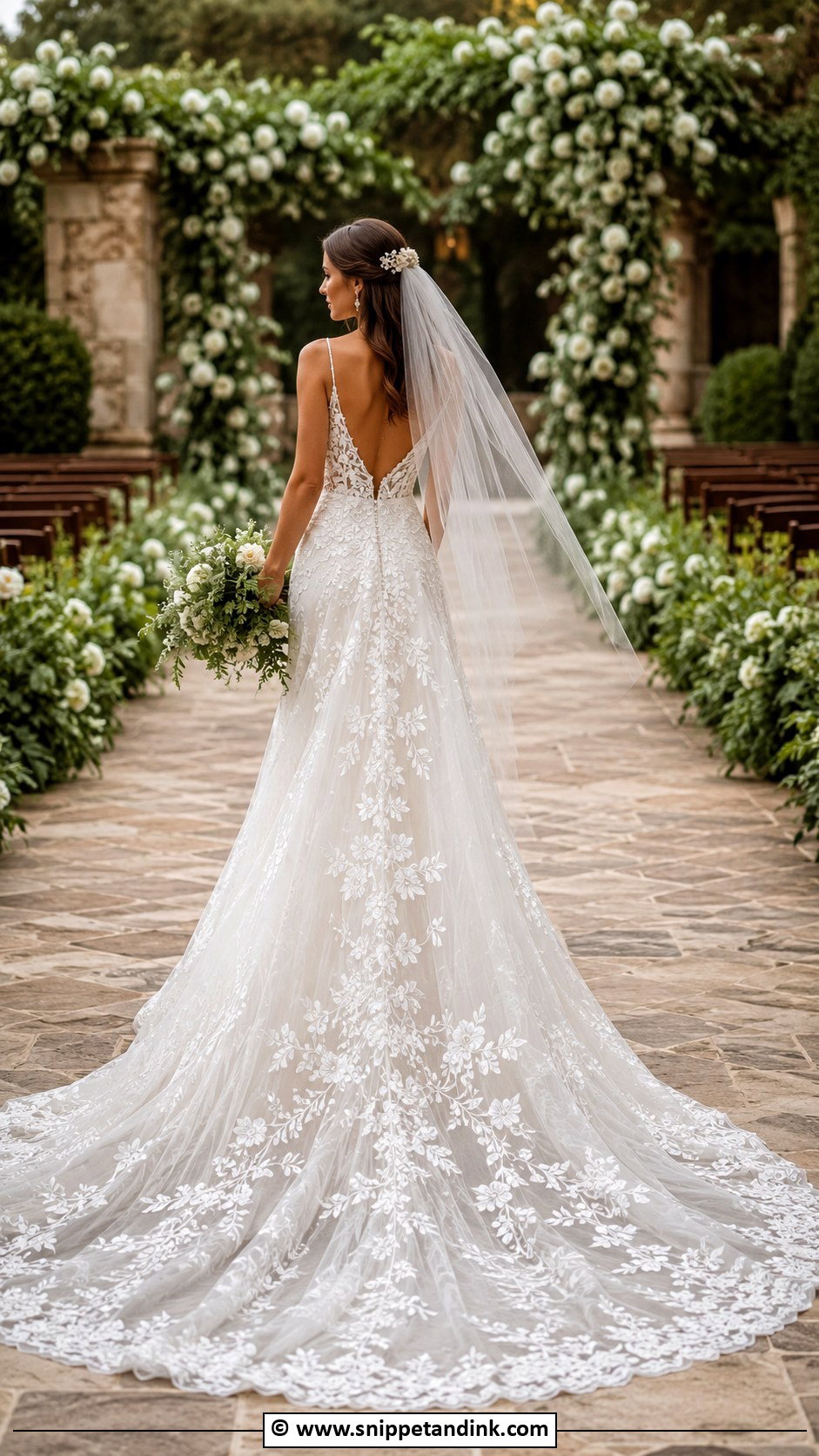 Floral Train Wedding Dress - Snippet and Ink - 30 Flower Wedding Dress Ideas