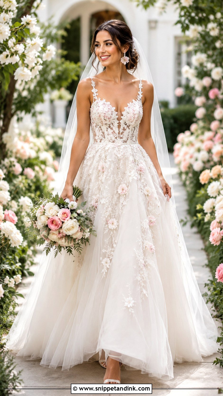 Floral Tulle Bridal Ball Gown - Snippet and Ink - 20 Bridal Ball Gowns
