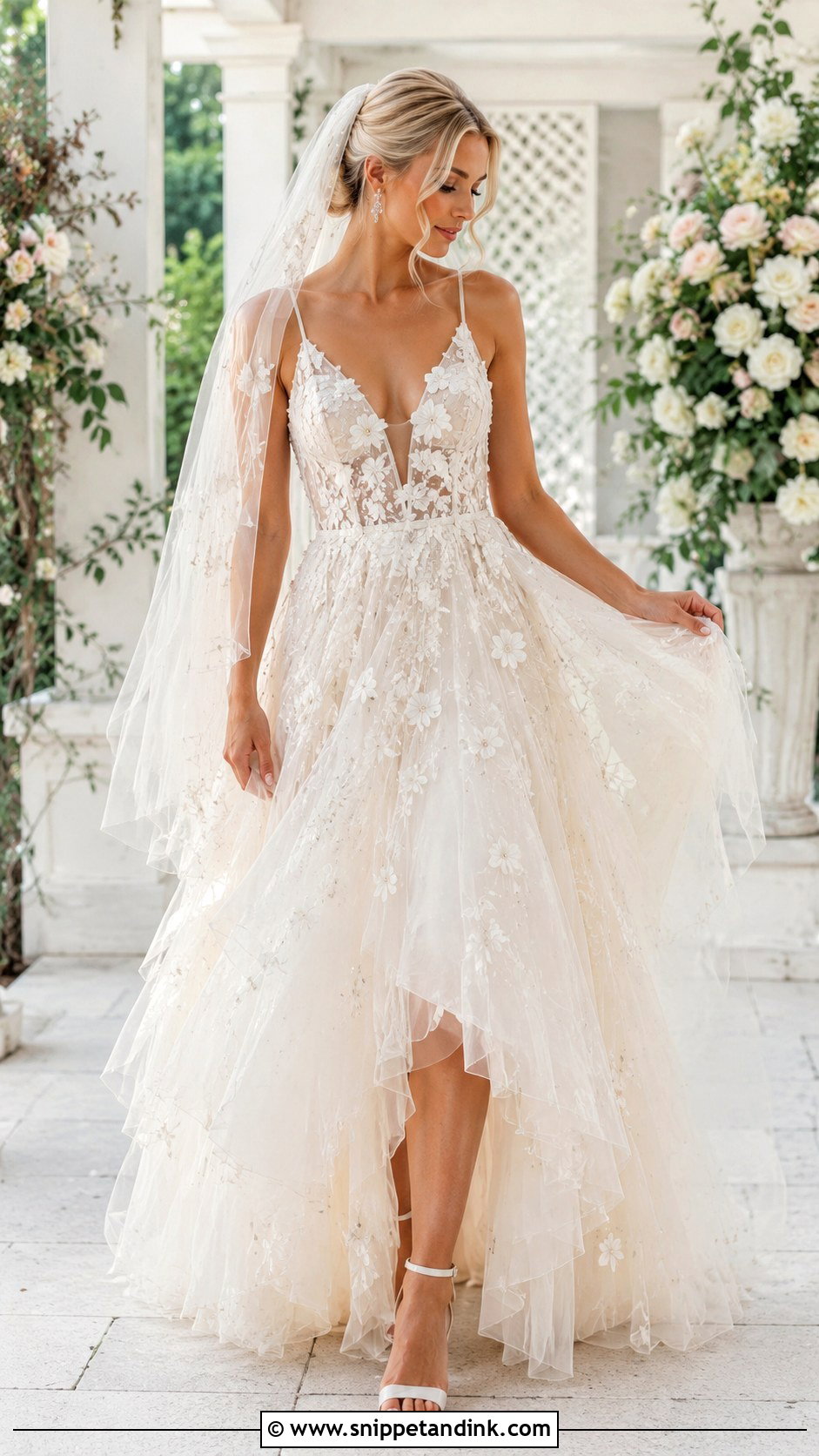 Floral Tulle Wedding Dress - Snippet and Ink - 25 Flowery Wedding Dress Ideas