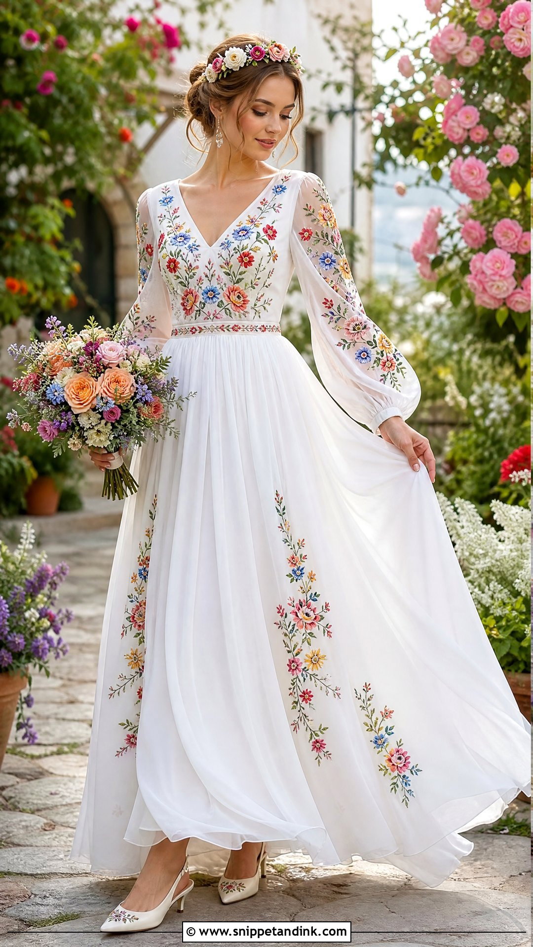 Floral Ukrainian Wedding Dress - Snippet and Ink - 20 Ukrainian Wedding Dress Ideas