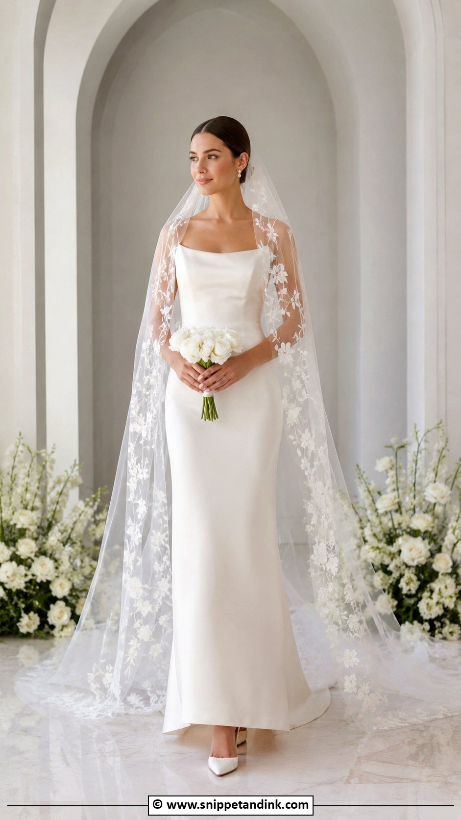 Floral Veil Wedding Dress - Snippet and Ink - 30 Flower Wedding Dress Ideas
