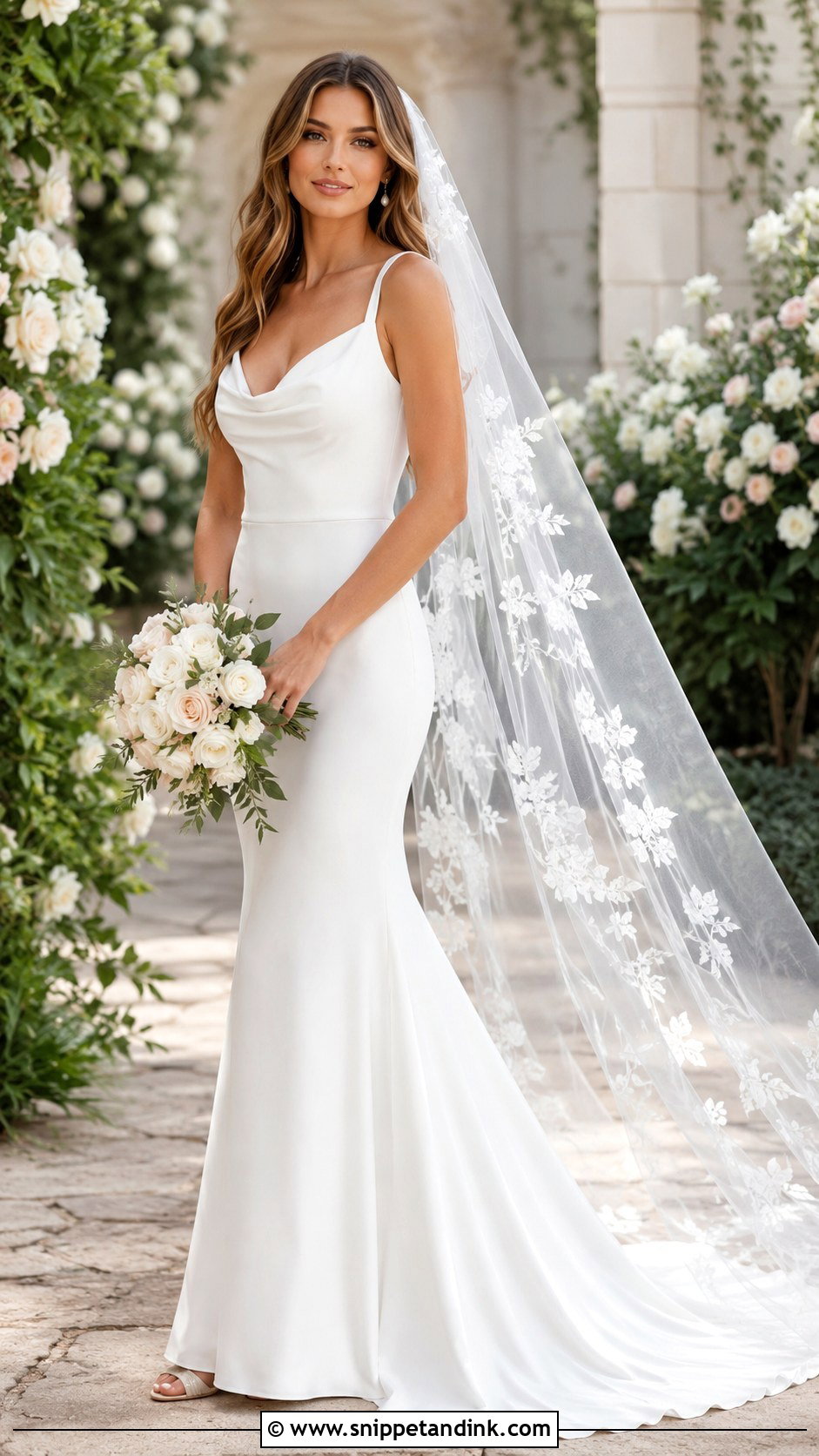 Floral Veil Wedding Dress - Snippet and Ink - 25 Flowy Romantic Wedding Dress Ideas