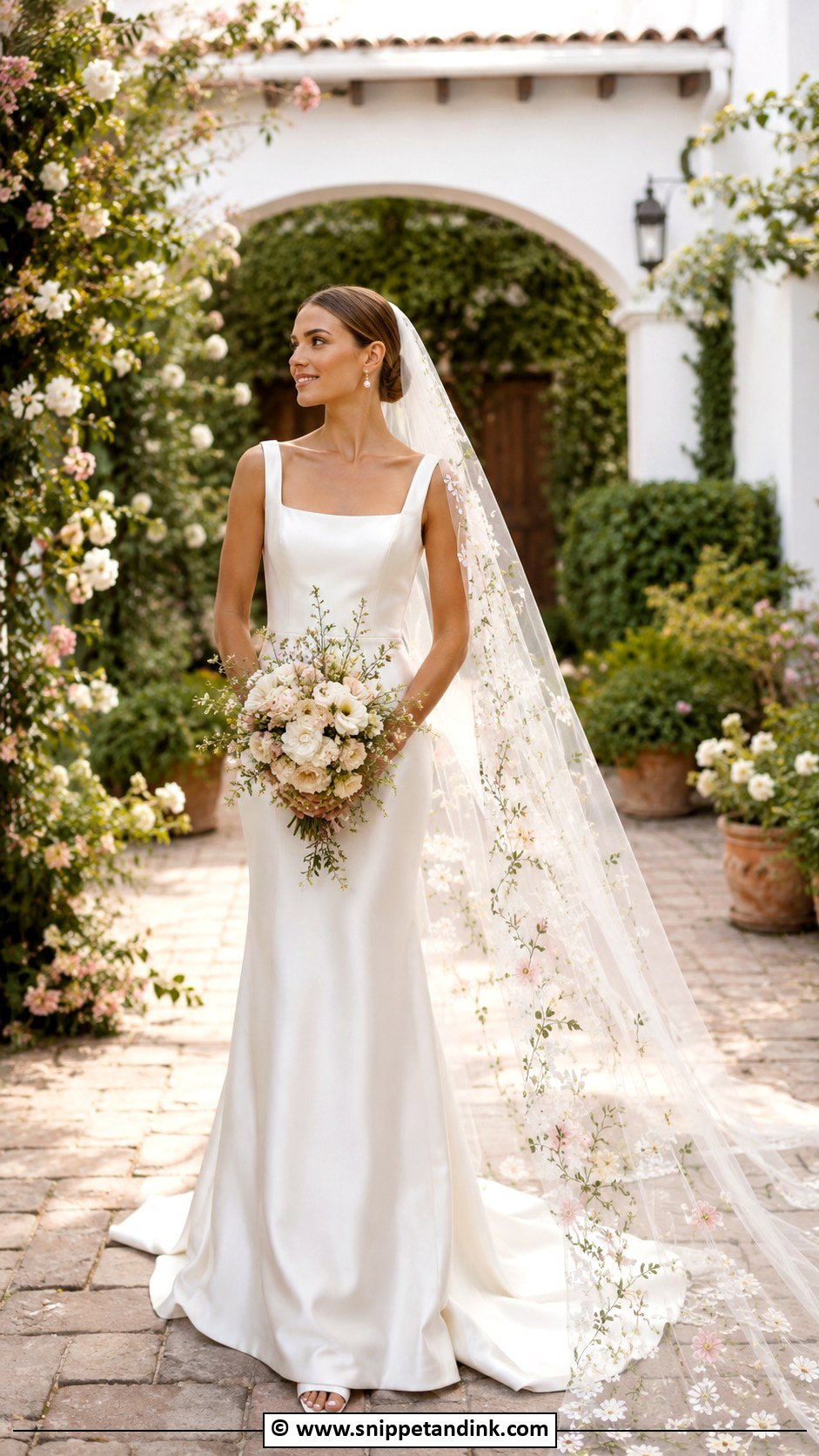 Floral Veil Wedding Dress - Snippet and Ink - 25 Wedding Dress Flowers