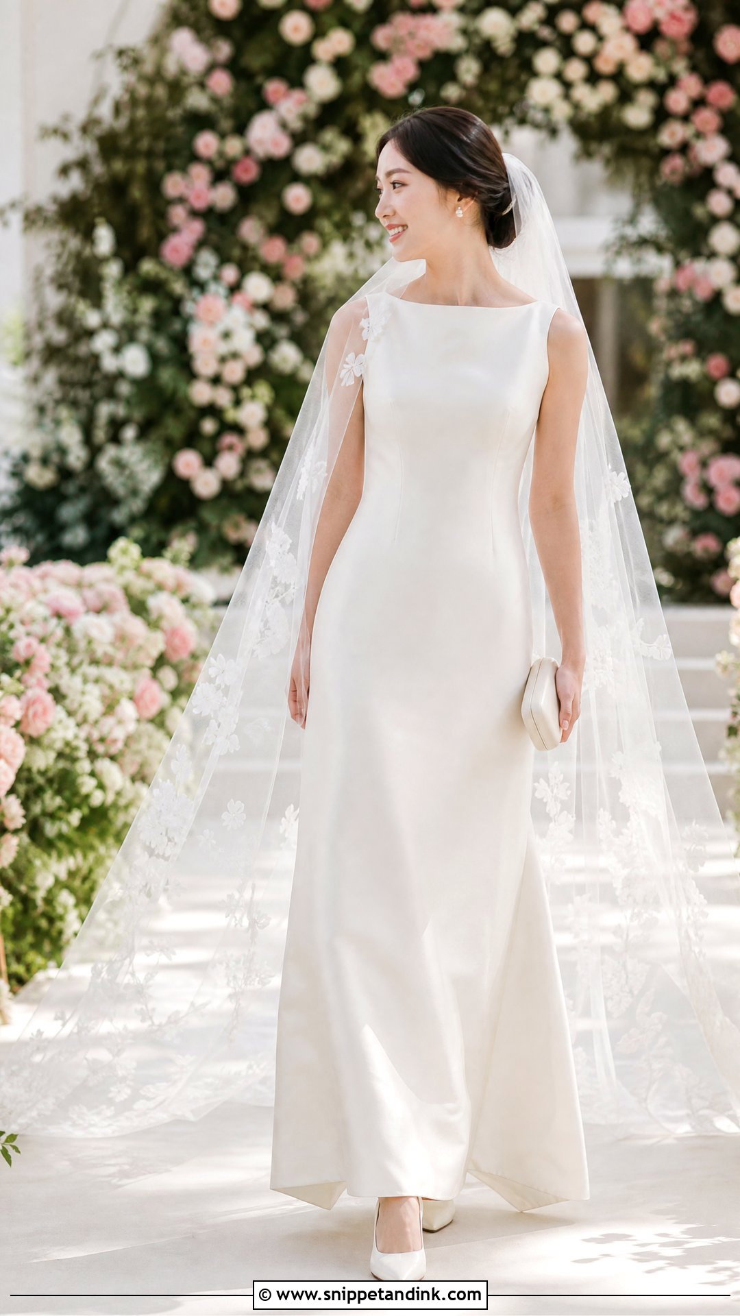 Floral Veil With Simple Dress - Snippet and Ink - 25 Veil Outfit Ideas