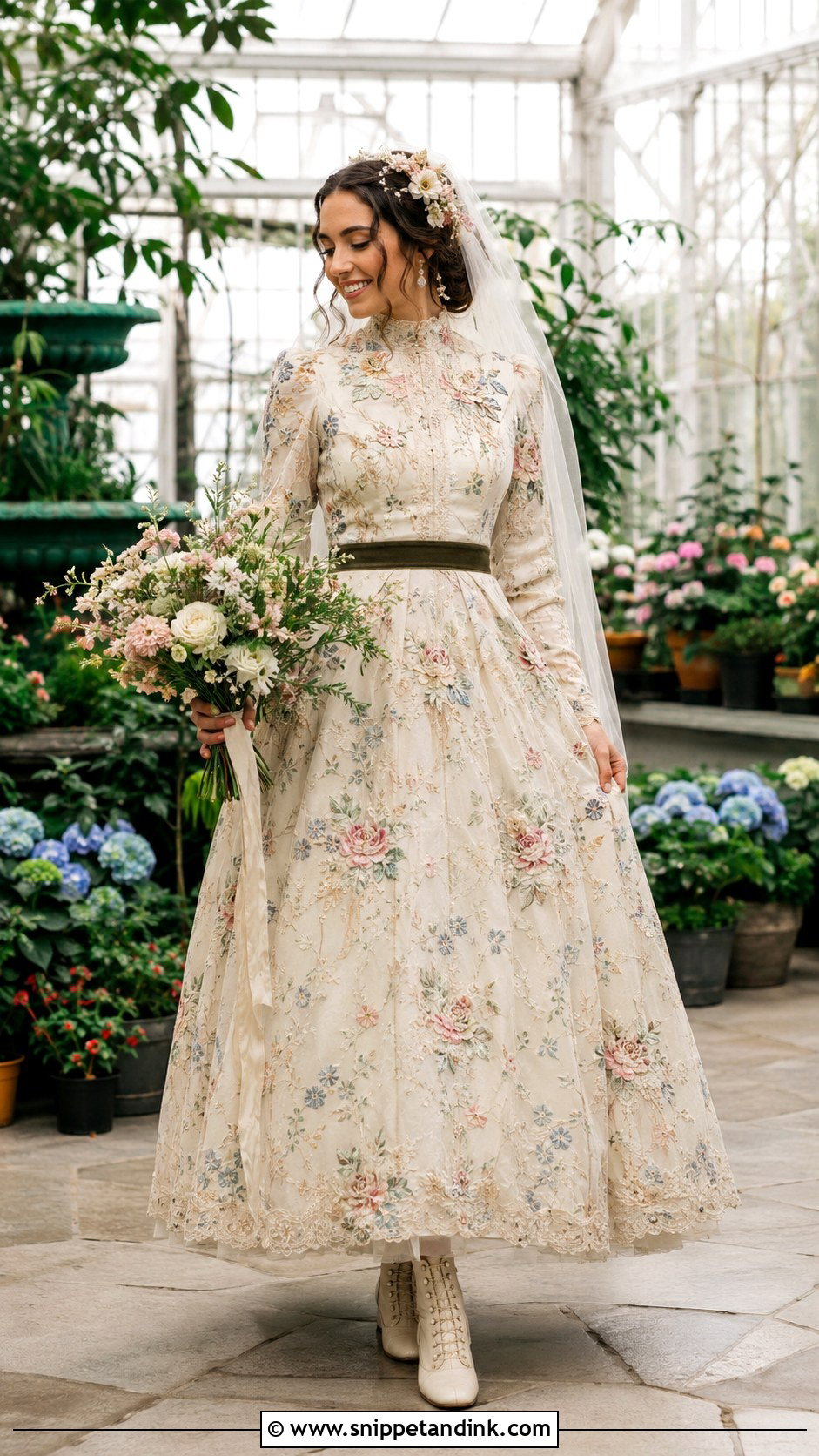 Floral Victorian Wedding Dress - Snippet and Ink - 20 1800 Wedding Dress Ideas