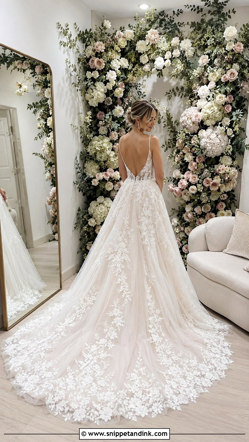 Floral Wall Bridal Fitting Room - Snippet and Ink - 20 Bridal Fitting Room Ideas