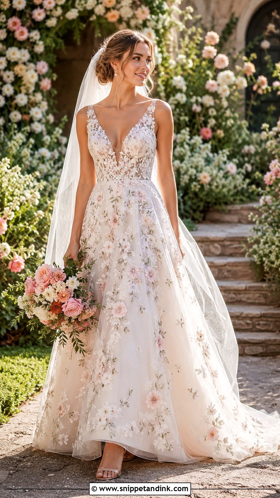 Floral Wedding Dress - Snippet and Ink - 30 Non White Wedding Dress Ideas